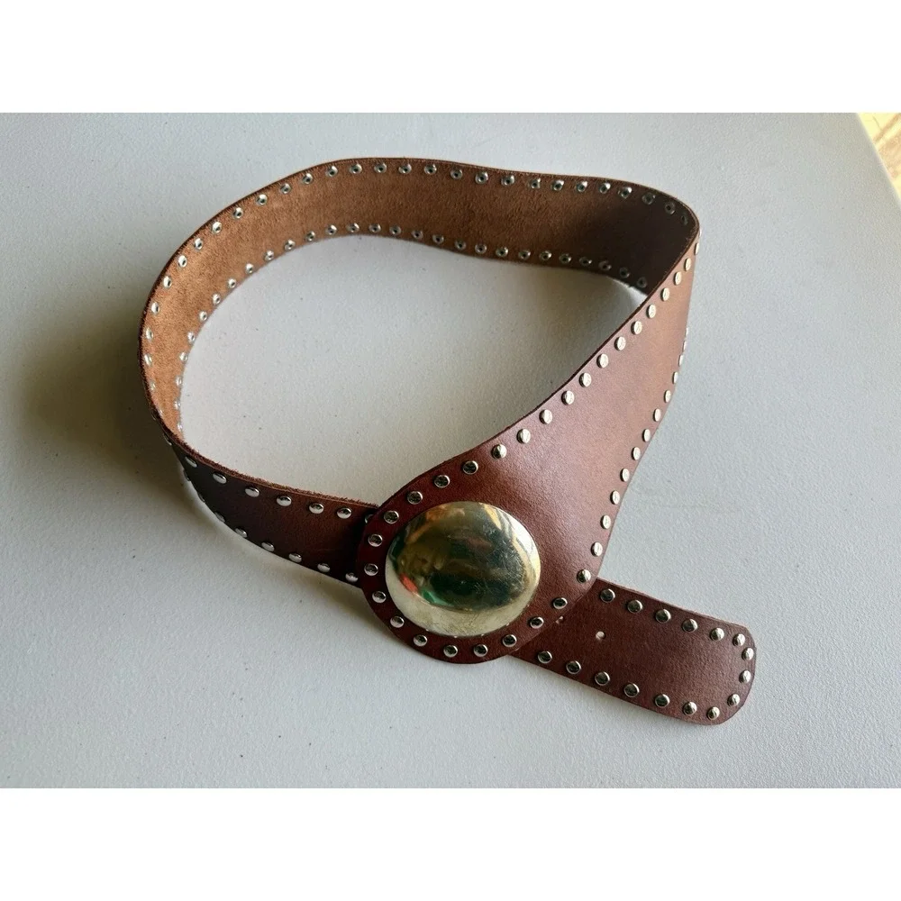 We The Free Sola Stud Belt Cognac Brown Leather Hip Belt S/M NWOT Boho Festival - Picture 4 of 11